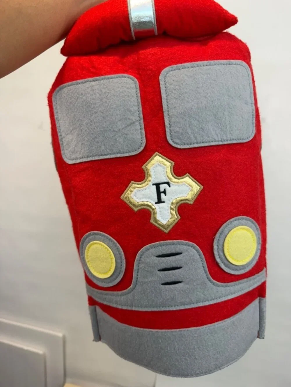 Pottery Barn Kids 3D Firetruck Halloween Costume Felt Size 3T Wearable Red